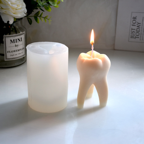 Matrite pentru Lumanari - Matrita de silicon, Milmatt, Model dinte, pentru lumanari, silicon alimentar, non toxic, 11 x 7 cm