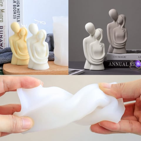 Matrita de silicon, Milmatt, Model Indragostiti, pentru lumanari, silicon alimentar, non toxic, 70 x 40 x 125 mm [6]