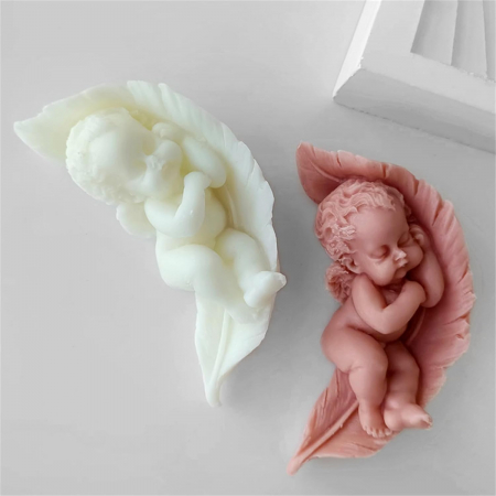 Matrite de Silicon - Matrita de silicon, Milmatt, Model Ingeras pe frunza, pentru lumanari, silicon alimentar, non toxic