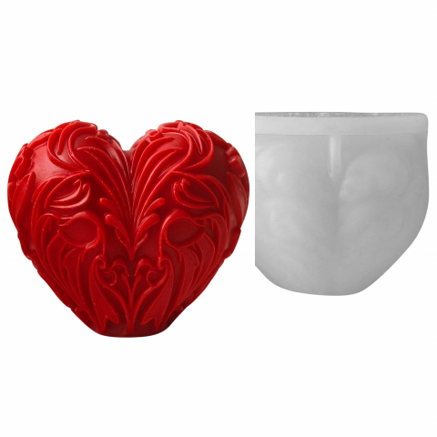 Matrite pentru Lumanari - Matrita de silicon, Milmatt, Model Inima 1, pentru lumanari, silicon alimentar, non toxic, 89 x 66 x 78 mm