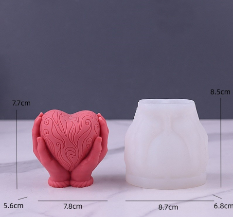 Matrita de silicon, Milmatt, Model Inima in maini, pentru lumanari, silicon alimentar, non toxic, 87 x 68 x 85 mm [7]