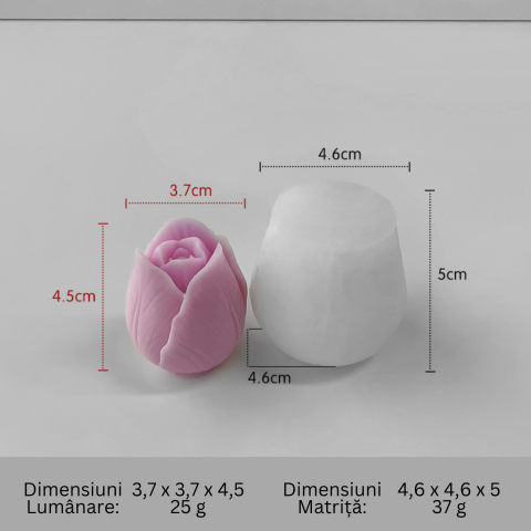 Matrita de silicon, Milmatt, Model Lalea, pentru lumanari, silicon alimentar, non toxic, 46 x 46 x 50 mm [1]