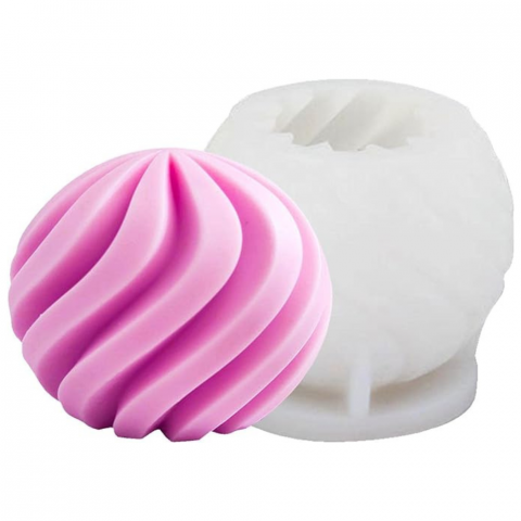Matrita de silicon, Milmatt, Model Minge geometrica spirala, pentru lumanari, silicon alimentar, non toxic, 92 x 82 mm [3]