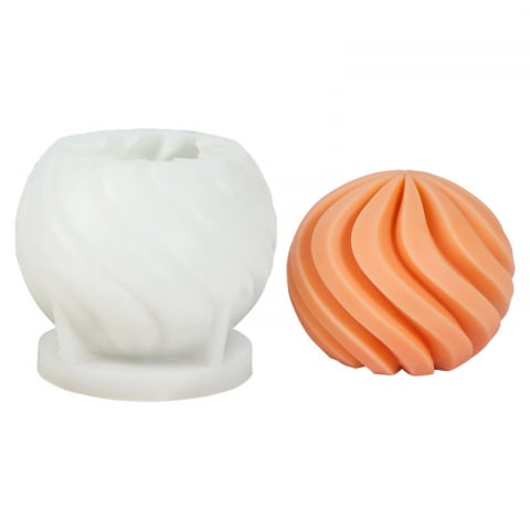 Matrite pentru Lumanari - Matrita de silicon, Milmatt, Model Minge geometrica spirala, pentru lumanari, silicon alimentar, non toxic, 92 x 82 mm
