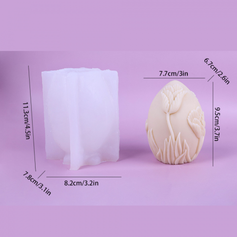 Matrita de silicon, Milmatt, Model ou de paste cu flori, pentru lumanari, silicon alimentar, non toxic, 82 x 113 mm [2]