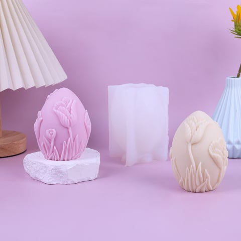 Matrita de silicon, Milmatt, Model ou de paste cu flori, pentru lumanari, silicon alimentar, non toxic, 82 x 113 mm [6]