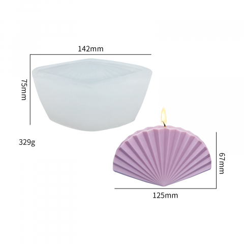 Matrita de silicon, Milmatt, Model Scoica evantai, pentru lumanari, silicon alimentar, non toxic, 142 x 75 x mm [2]