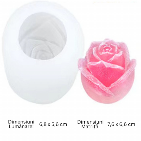 Matrita de silicon, Milmatt, Model Trandafir 3, pentru lumanari, silicon alimentar, non toxic, 76 x 76 x 66 mm [2]