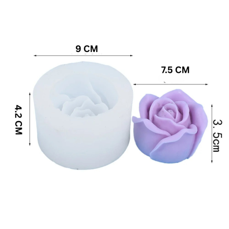 Matrita de silicon, Milmatt, Model Trandafir, pentru lumanari, silicon alimentar, non toxic, 90 x 90 x 40 mm [2]