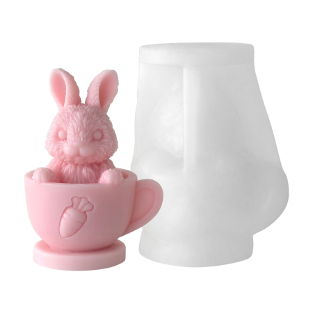 Matrite Lumanari Paste - Matrita de silicon, Milmatt, Iepuras in ceasca