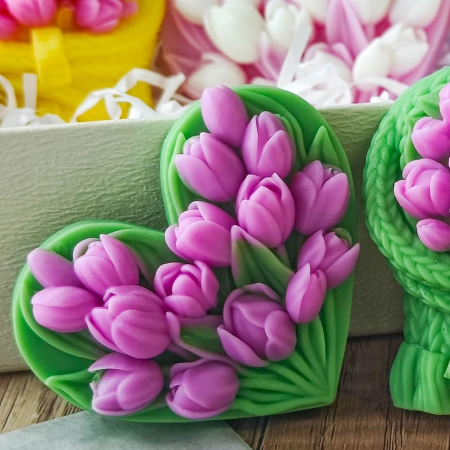 Matrita de silicon, Milmatt, Inima cu lalele, 87 x 70 x 27 mm [4]