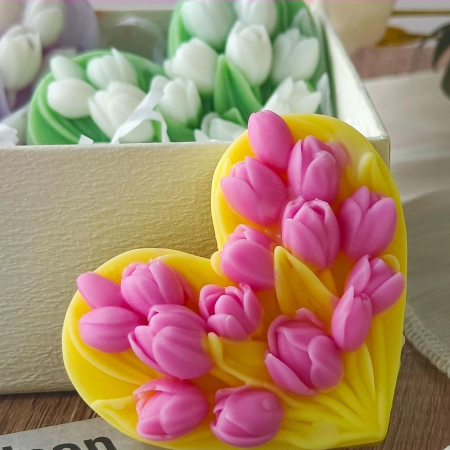 Matrita de silicon, Milmatt, Inima cu lalele, 87 x 70 x 27 mm [3]