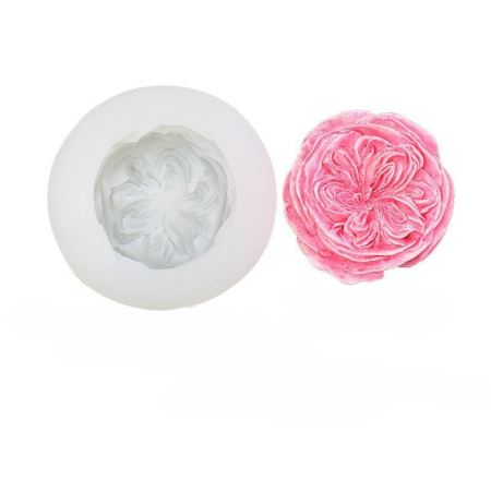 Matrite pentru Lumanari - Matrita de silicon, Milmatt, Trandafir Austin 3, dimensiune 7.5 cm