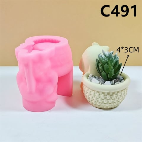 Matrita de silicon mini ghiveci, Milmatt, Model Fetita cu buchet si cos [3]