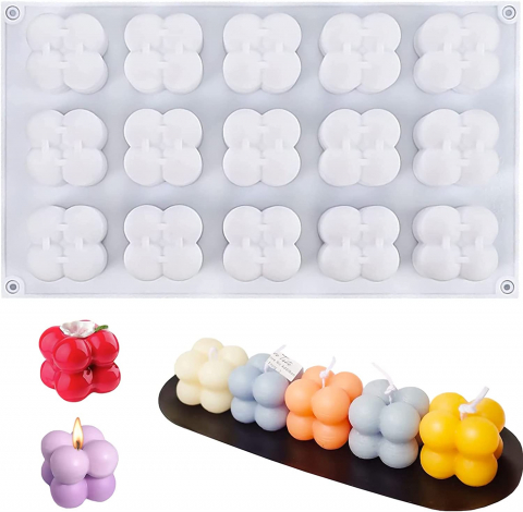 Matrita de silicon pentru lumanari, Milmatt, Model 15 cuburi Bubble, 3D [5]