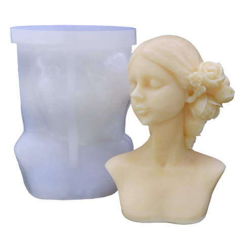 Matrite de Silicon - Matrita de silicon pentru lumanari, Milmatt, Model Fata Ochi Inchisi, 90 x 110 mm