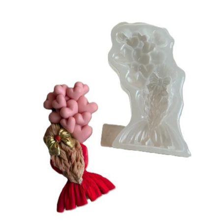 Matrițe Silicon Premium (Food Grade) - Matrita din silicon alimentar premium, Fata cu Baloane, pentru lumânări, săpun și deserturi