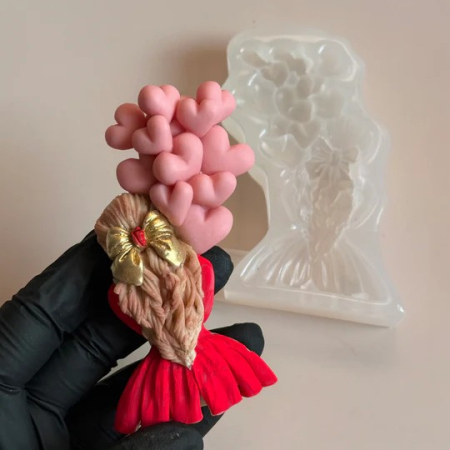 Matrita din silicon alimentar premium, Fata cu Baloane, pentru lumânări, săpun și deserturi [1]