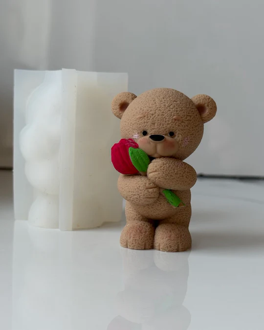 Matrita din silicon alimentar premium, Ursulet cu Floare, pentru lumânări, săpun și deserturi [1]