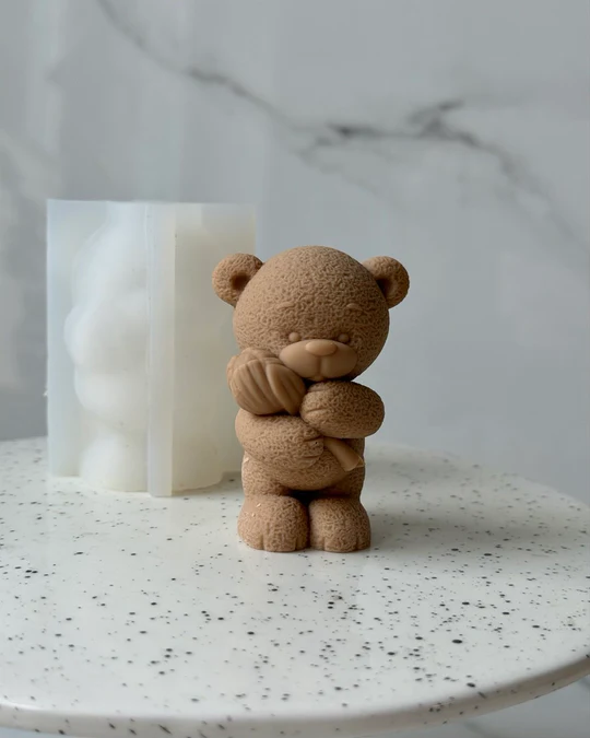 Matrita din silicon alimentar premium, Ursulet cu Floare, pentru lumânări, săpun și deserturi [2]