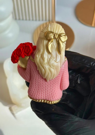 Matrita din silicon alimentar premium, Girl with a box of roses, pentru lumânări, săpun și deserturi [2]