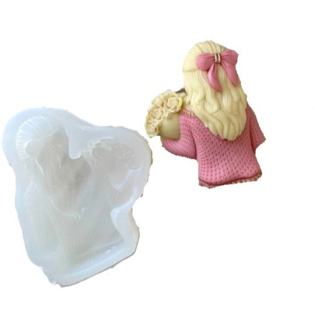 Matrițe Silicon Premium (Food Grade) - Matrita din silicon alimentar premium, Girl with a box of roses, pentru lumânări, săpun și deserturi