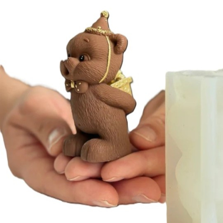 Matrițe Silicon Premium (Food Grade) - Matrita din silicon alimentar premium, Ursulet ce sufla in lumanari, pentru lumânări, săpun și deserturi