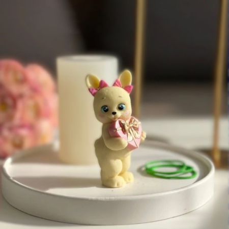 Matrita din silicon alimentar premium, Iepuras cu cadou, pentru lumânări, săpun și deserturi [1]