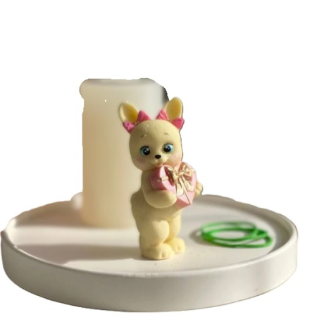 Matrițe Silicon Premium (Food Grade) - Matrita din silicon alimentar premium, Iepuras cu cadou, pentru lumânări, săpun și deserturi