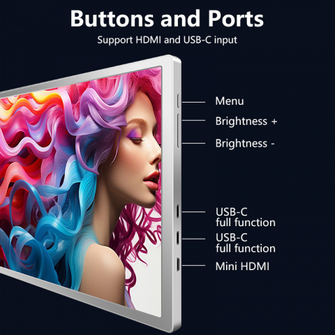 Monitor portabil pentru laptop, Milmatt, 14 inch, ecran FHD 1080P IPS, extensie pentru laptop cu port USB-C și Mini HDMI, Plug & Play, compatibil cu laptopuri de 14-17.3”, Switch, Xbox, gri [12]