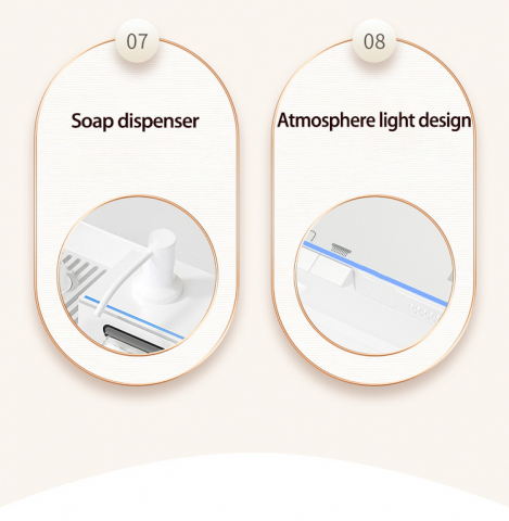 Set chiuveta bucatarie, Milmatt, multifunctionala, cu afisaj led, baterie cu dus extractibil, 2 cascade, spalator pahare, dozator sapun, robinet apa purificata, otel inoxidabil, sticla alba, culoare a [12]