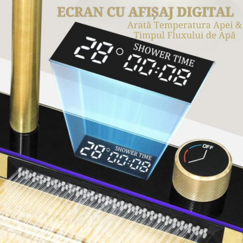 Set chiuveta bucatarie, Milmatt, multifunctionala, cu afisaj led, baterie cu dus extractibil, 2 cascade , spalator pahare, dozator sapun, robinet apa purificata, otel inoxidabil, culoare auriu , 750* [7]