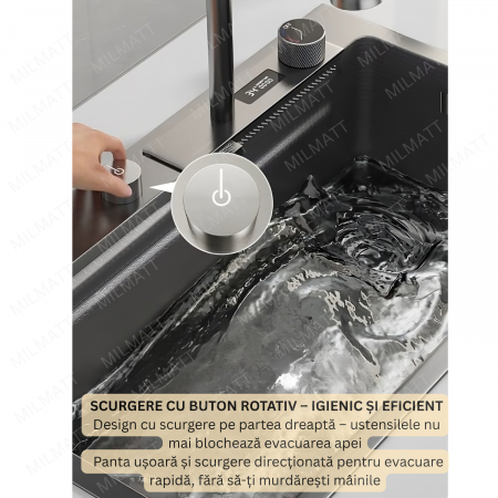 Chiuvetă multifuncțională  negru inox pentru bucătărie [8]