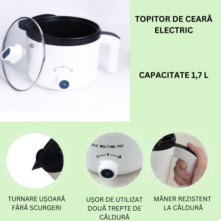 Topitor Ceară Electric Milmatt,  1.7L pentru Lumânări DIY, Recipient Antiaderent [8]
