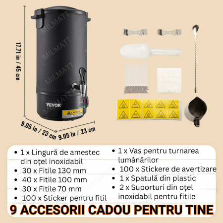 Topitor de ceară  pentru fabricarea lumânărilor, de 10 litri, pentru uz comercial sau casnic [5]