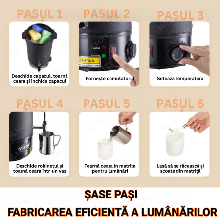 Topitor de ceară  pentru fabricarea lumânărilor, de 10 litri, pentru uz comercial sau casnic [6]