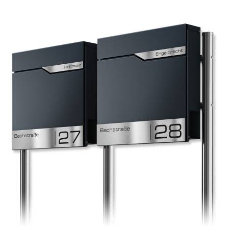 Cutie poștală independentă 2 buc din oțel inoxidabil MimoElvo pentru clădiri de apartamente cu gravare laser  | ral 7016 Personalizata [2]