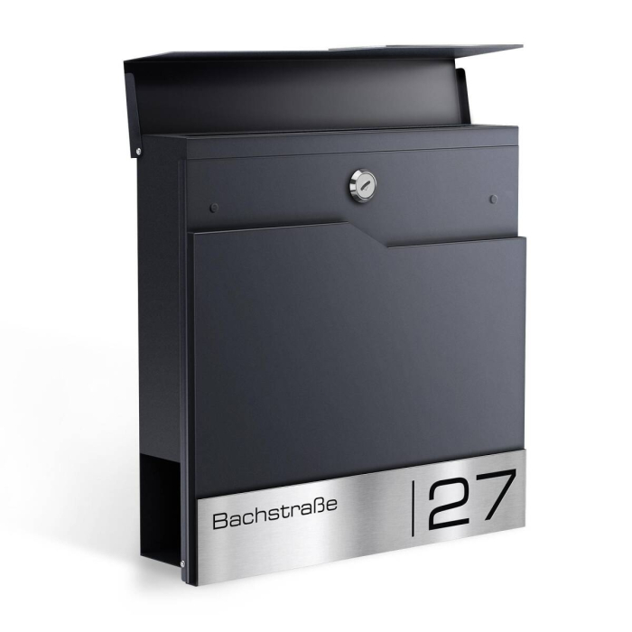 Cutie poștală independentă 2 buc din oțel inoxidabil MimoElvo pentru clădiri de apartamente cu gravare laser  | ral 7016 Personalizata [10]