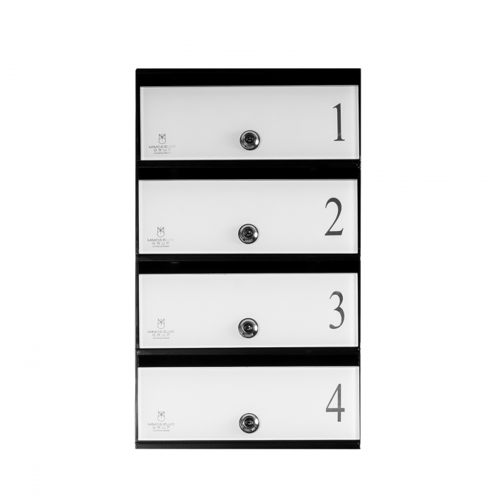 Cutie Postala Bloc Sticla Lacobel MODUL - Logo + Numar Personalizat [1]