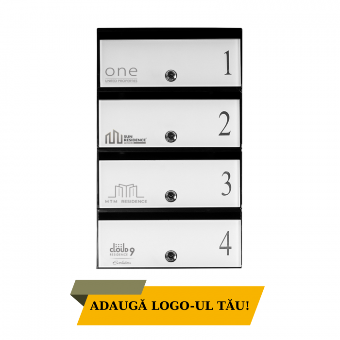 Cutie Postala Bloc Sticla Lacobel MODUL - Logo + Numar Personalizat [5]