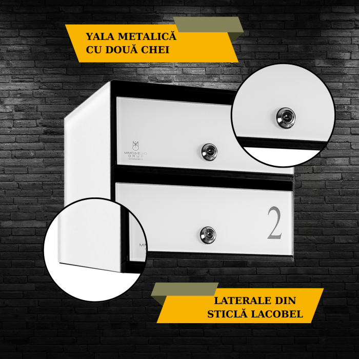 Cutie Postala Bloc Sticla Lacobel MODUL - Logo + Numar Personalizat [4]