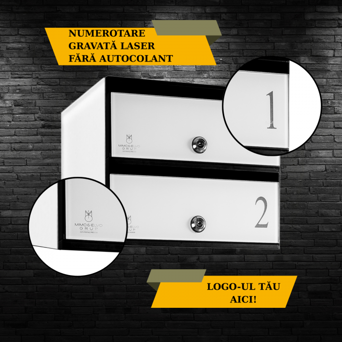 Cutie Postala Bloc Sticla Lacobel MODUL - Logo + Numar Personalizat [3]
