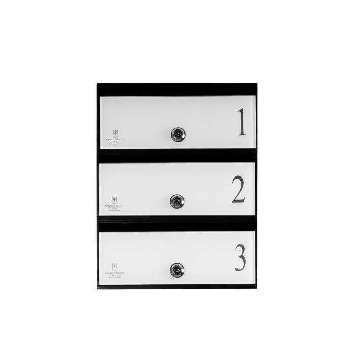 Cutie Postala Bloc Sticla Lacobel MODUL - Logo + Numar Personalizat [1]