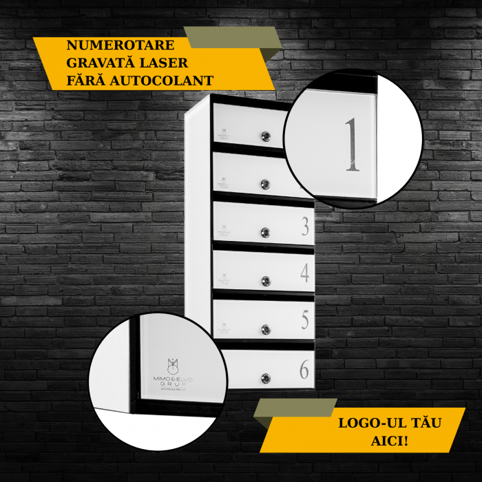 Cutie Postala Bloc Sticla Lacobel MODUL - Logo + Numar Personalizat [4]