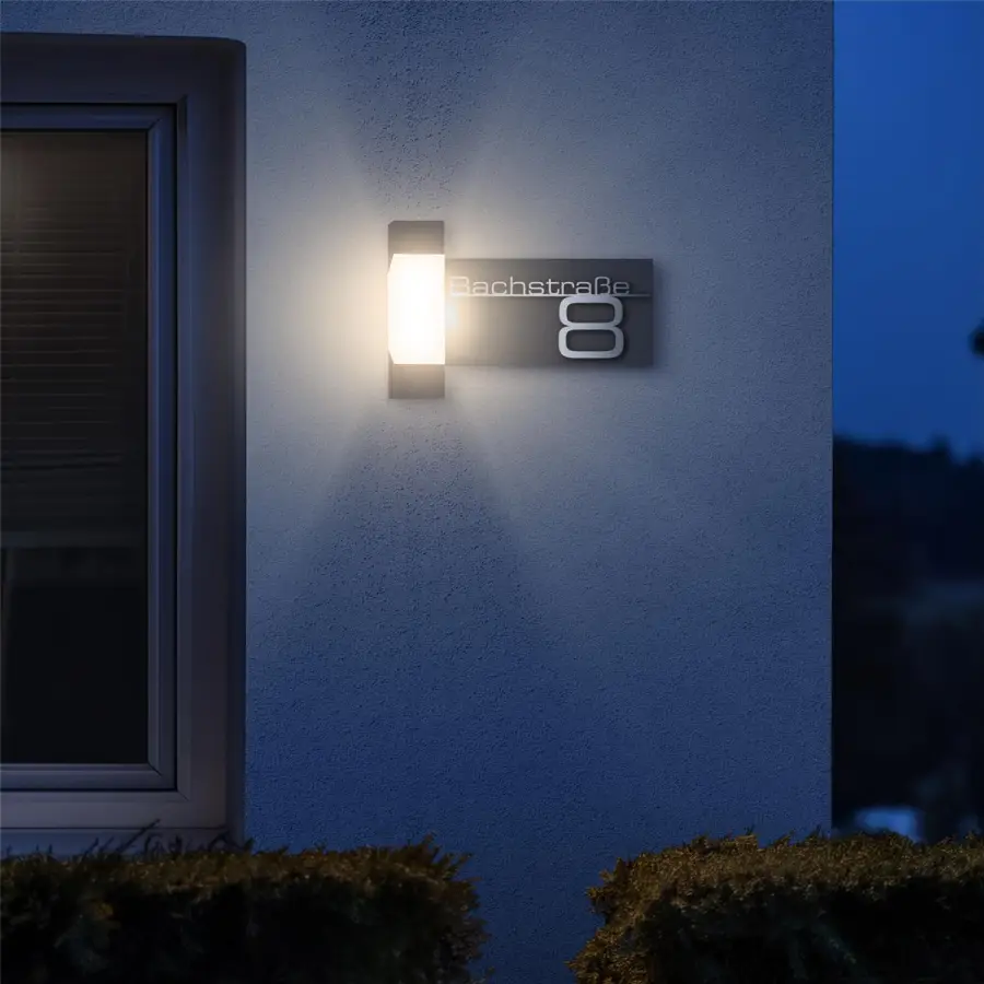 Lampă de exterior LED | Antracit | Inscripție din oțel inoxidabil | Steinbach [2]