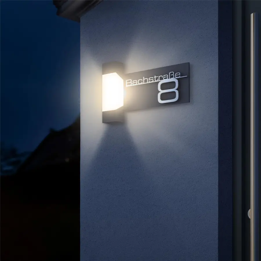 Lampă de exterior LED | Antracit | Inscripție din oțel inoxidabil | Steinbach [3]