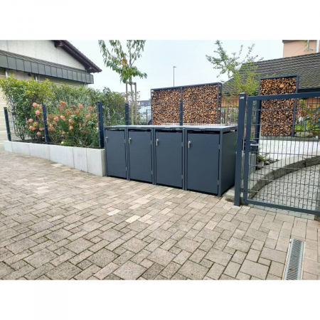 Cutia de gunoi MimoElvo | 4 compartimente | 240l | Antracit RAL 7016 | Mâner de ușă cu încuietoare. [10]