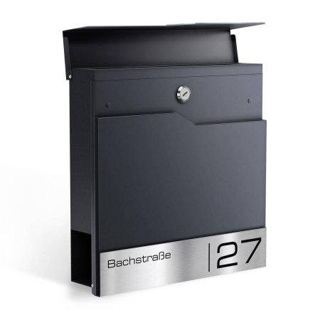 Cutie poștală independentă 2 buc din oțel inoxidabil MimoElvo pentru clădiri de apartamente cu gravare laser  | ral 7016 Personalizata [9]