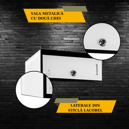 Cutie Postala Bloc Sticla Lacobel MODUL - Logo + Numar Personalizat [3]