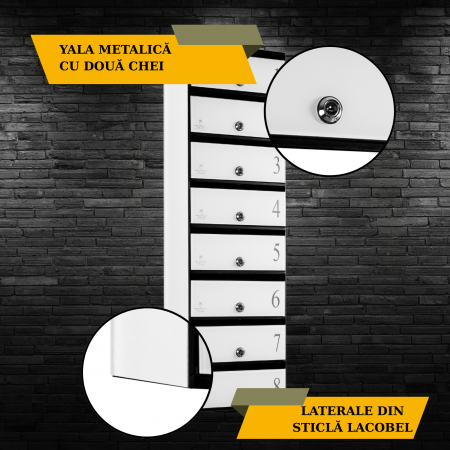 Cutie Postala Bloc Sticla Lacobel MODUL - Logo + Numar Personalizat [3]